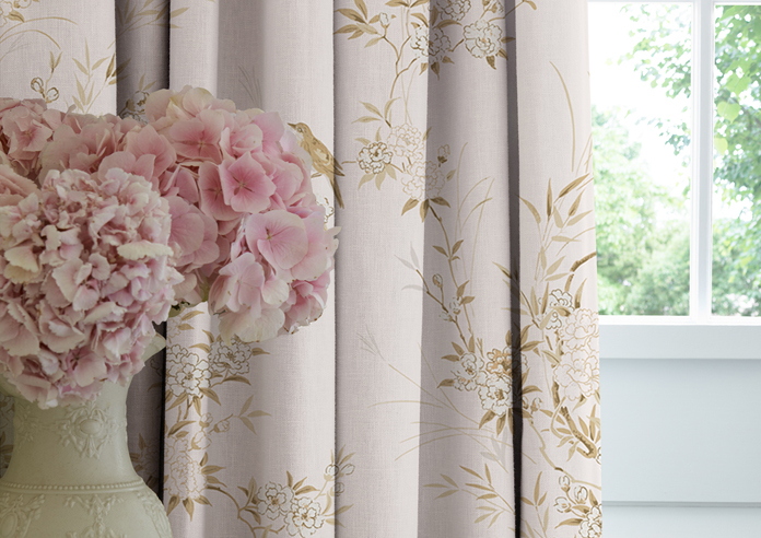 Shabby Chic by Rachel Ashwell Bird Chinoiserie, Pink Tan - Made to Measure Curtains - Image 5